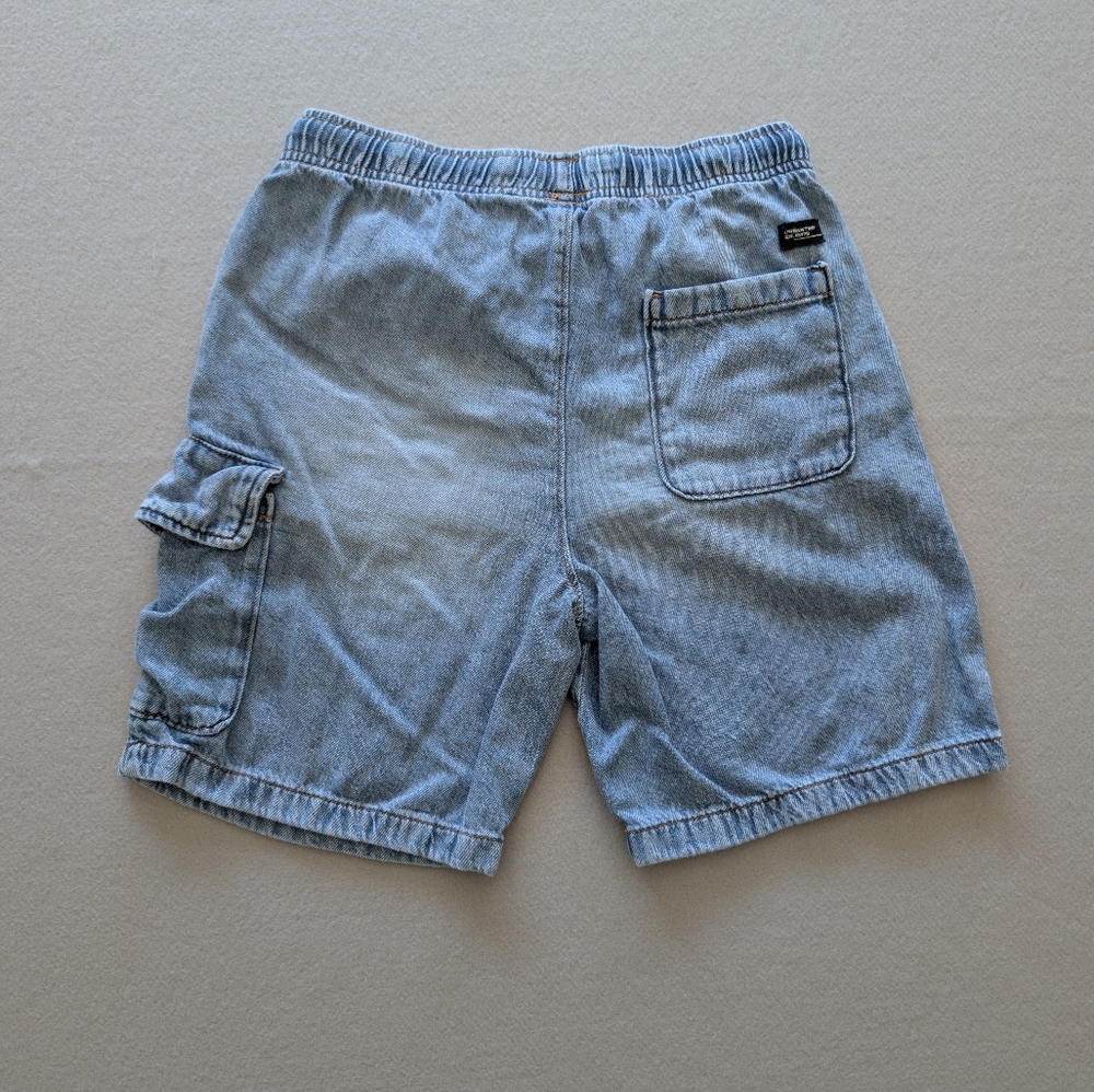Zara Loose Fit Denim Cargo Midi Shorts Casual Utility Light Wash Youth 11/12 image 2